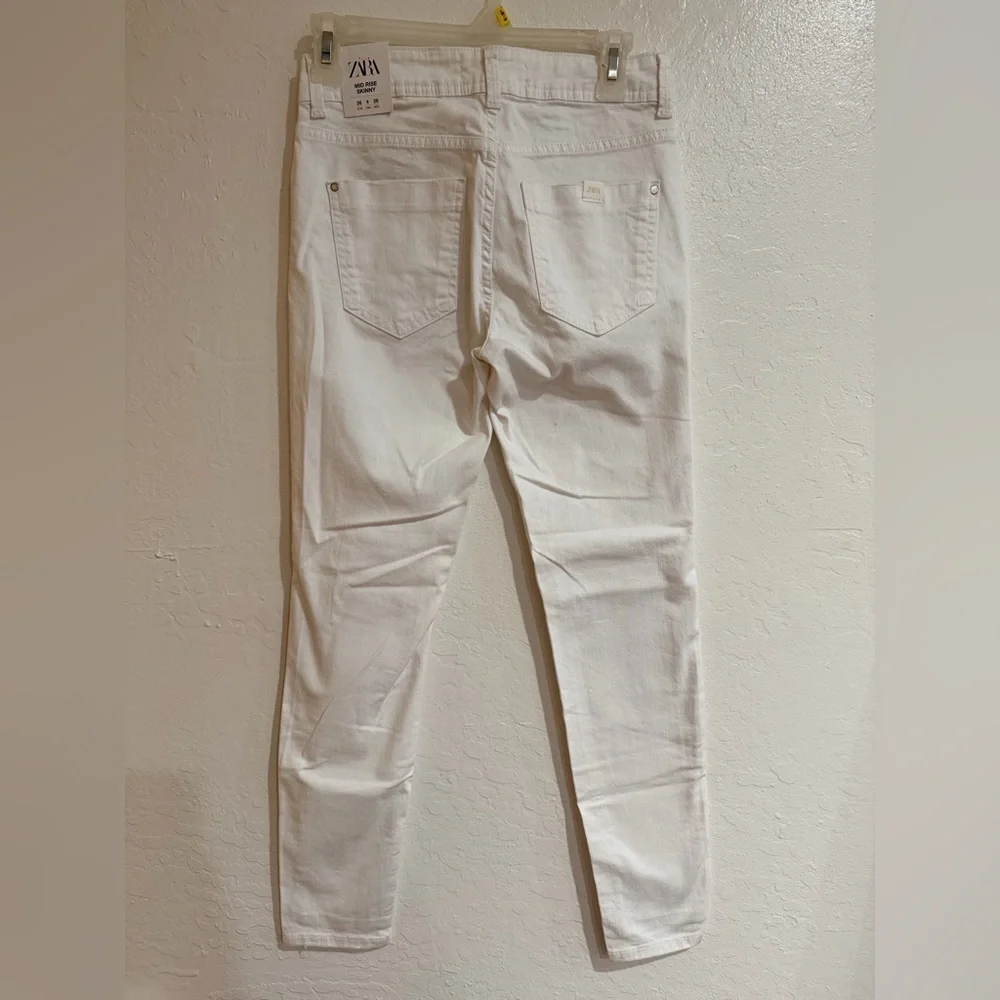 Zara White Denim Mid Rise Skinny Jeans size 4 - Picture 5 of 9
